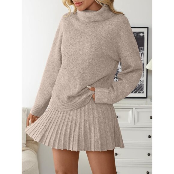 Women's 2 Piece Lounge Set Sweatshirt Mini Skirt Cozy Casual Winter Wear - Picture 3 of 6